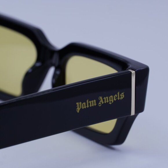 Palm Angels PERI086 HYDE 1018 Sunglasses Black Rectangle Frame, Yellow Lenses - Picture 10 of 11